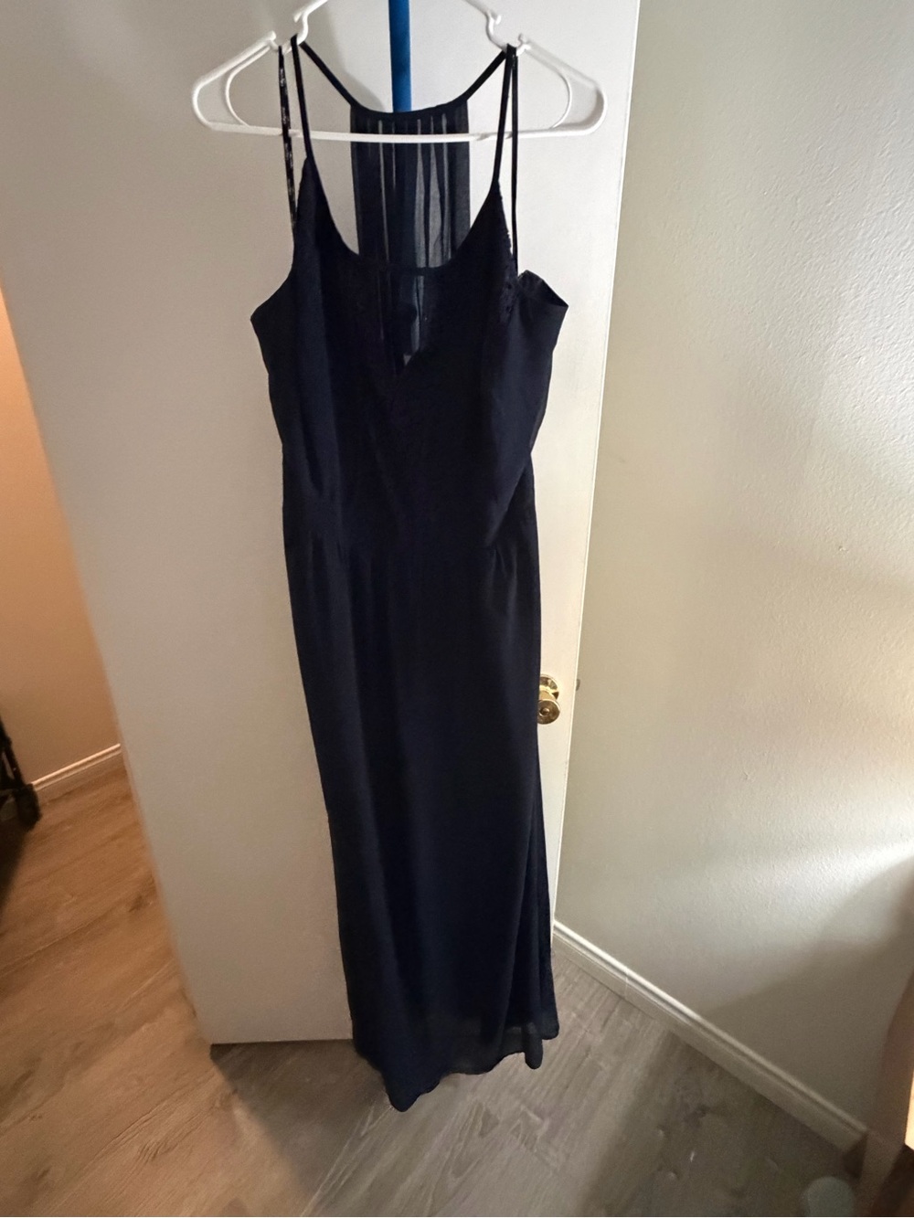 City Chic Blue Maxi Dress with Sheer Back Panel